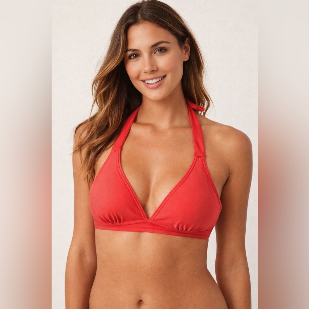 prAna Women's Lahari Halter Swim Top, Carmine Pink Prana Halter Bikini Triangle